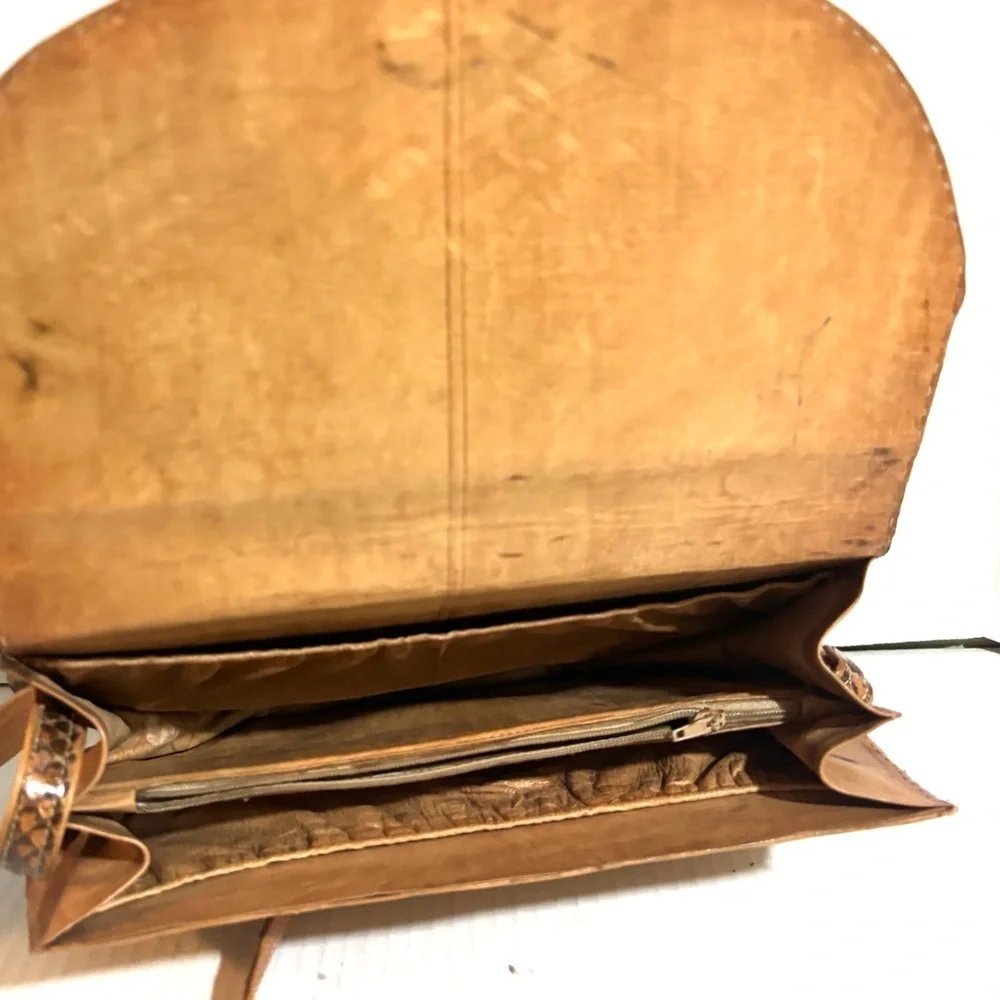 Brown vintage Snake leather Crossbody Bag